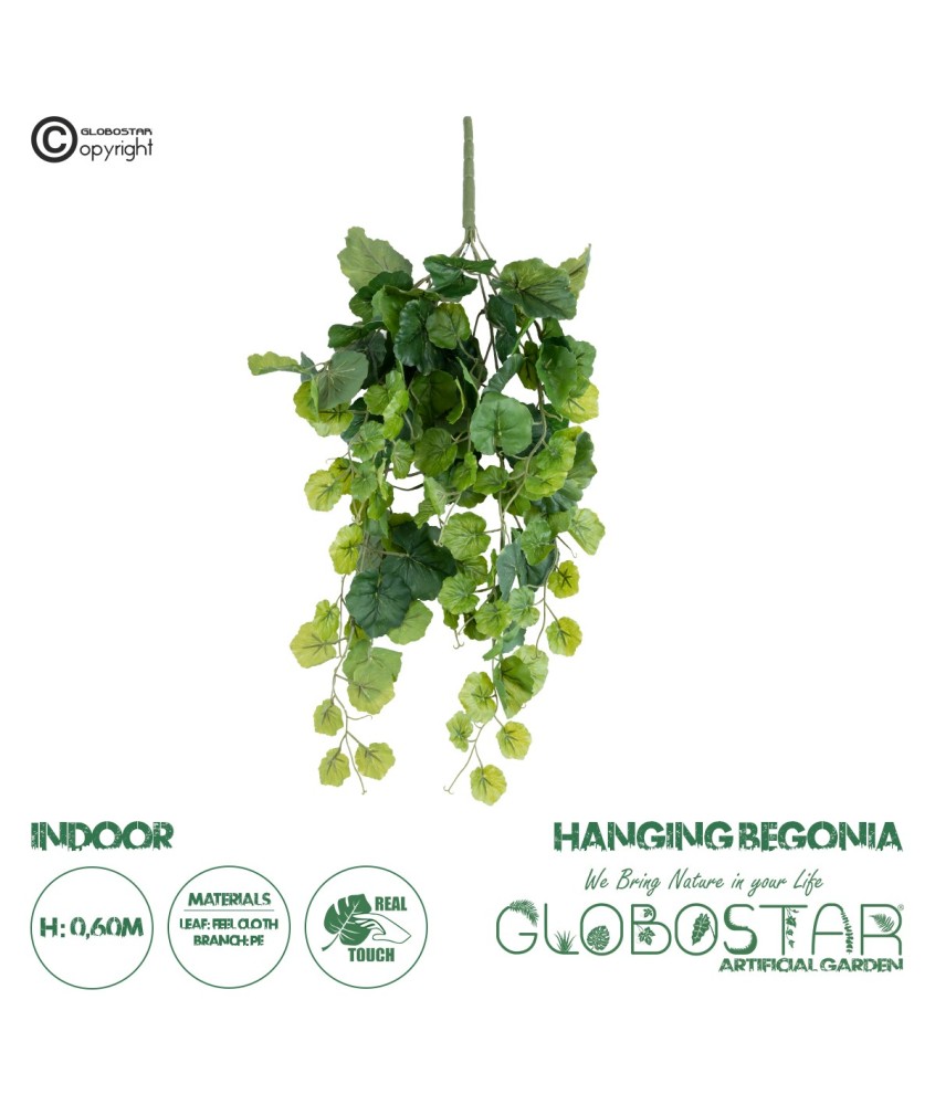 GloboStar® Artificial Garden BEGONIA HANGING BRANCH 20239 Τεχνητό Διακοσμητικό Κρεμαστό Φυτό Βιγόνια Υ60cm